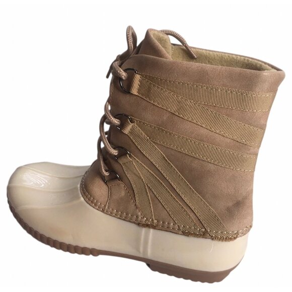 Yoki Dylan Duck Boots Womens 8 Insulated Cream/Beige Rubber Lace-Up Outdoors - Picture 5 of 13